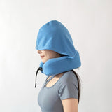 Maxbell Travel Pillow Convenient Storage for Car Airplane Ergonomic Airplane Cushion blue