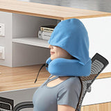 Maxbell Travel Pillow Convenient Storage for Car Airplane Ergonomic Airplane Cushion blue