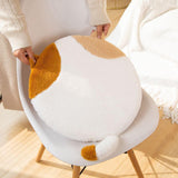 Maxbell Cat Shaped Seat Cushion Zipper Office Chair Cushion for Home Living Room Car Brown White