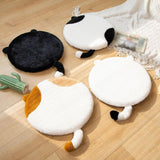 Maxbell Cat Shaped Seat Cushion Zipper Office Chair Cushion for Home Living Room Car Brown White