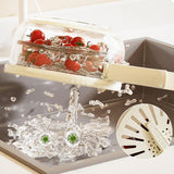 Maxbell Fruit and Vegetable Washing Bowl Practical with Foldable Handle Drain Basket White