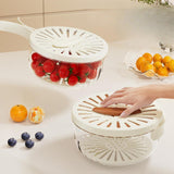 Maxbell Fruit and Vegetable Washing Bowl Practical with Foldable Handle Drain Basket White