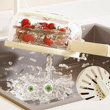 Maxbell Fruit and Vegetable Washing Bowl Practical with Foldable Handle Drain Basket Brown