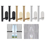 Maxbell 2x Curtain Holdbacks Kitchen Closet Multiuse Accessories Toilet Paper Holder Black