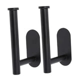 Maxbell 2x Curtain Holdbacks Kitchen Closet Multiuse Accessories Toilet Paper Holder Black