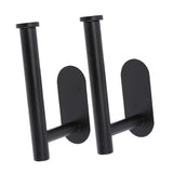 Maxbell 2x Curtain Holdbacks Kitchen Closet Multiuse Accessories Toilet Paper Holder Black