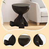 Maxbell Side End Table with Storage Bedroom Statue Farmhouse Small Cute Coffee Table Black