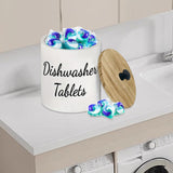 Maxbell Dishwasher Pod Container Dustproof Wood Organizer for Wash Room Dorm Desktop White