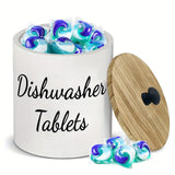 Maxbell Dishwasher Pod Container Dustproof Wood Organizer for Wash Room Dorm Desktop White