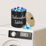 Maxbell Dishwasher Pod Container Dustproof Wood Organizer for Wash Room Dorm Desktop Black