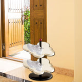 Maxbell Vertical Shoe Rack Corner Storage Organizer for Apartment Dormitory Entryway 2 Tier White
