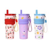 Maxbell Insulated Stainless Steel Water Bottle Cute Leakproof Cartoon 680ml for Gift Red