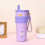 Maxbell Insulated Stainless Steel Water Bottle Cute Leakproof Cartoon 680ml for Gift Purple