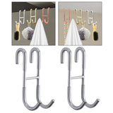 Maxbell 2Pcs over Door Shower Hook Decor Coat Rack for Entryway Bedroom Baseball Cap Silver
