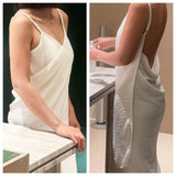 Maxbell Suspender Bathrobe Soft Lady Bath Towel for Women for Hotel Birthday Bedroom white edge