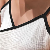 Maxbell Suspender Bathrobe Soft Lady Bath Towel for Women for Hotel Birthday Bedroom black edge