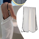 Maxbell Suspender Bathrobe Soft Lady Bath Towel for Women for Hotel Birthday Bedroom black edge