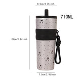 Maxbell Insulated Bottle Thermal Cup Cute Drinking Bottle for Travel Office Sports Silver and Black