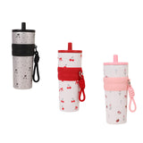 Maxbell Insulated Bottle Thermal Cup Cute Drinking Bottle for Travel Office Sports Silver and Black