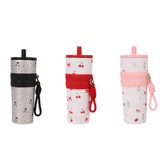 Maxbell Insulated Bottle Thermal Cup Cute Drinking Bottle for Travel Office Sports Silver and Black