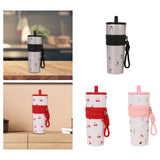 Maxbell Insulated Bottle Thermal Cup Cute Drinking Bottle for Travel Office Sports Silver and Black