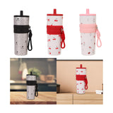 Maxbell Insulated Bottle Thermal Cup Cute Drinking Bottle for Travel Office Sports Silver and Black