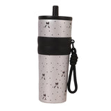 Maxbell Insulated Bottle Thermal Cup Cute Drinking Bottle for Travel Office Sports Silver and Black