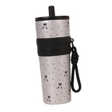 Maxbell Insulated Bottle Thermal Cup Cute Drinking Bottle for Travel Office Sports Silver and Black