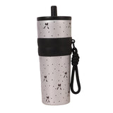 Maxbell Insulated Bottle Thermal Cup Cute Drinking Bottle for Travel Office Sports Silver and Black