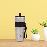 Maxbell Insulated Bottle Thermal Cup Cute Drinking Bottle for Travel Office Sports Silver and Black