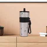 Maxbell Insulated Bottle Thermal Cup Cute Drinking Bottle for Travel Office Sports Silver and Black