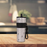 Maxbell Insulated Bottle Thermal Cup Cute Drinking Bottle for Travel Office Sports Silver and Black