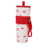 Maxbell Insulated Bottle Thermal Cup Cute Drinking Bottle for Travel Office Sports White and Red