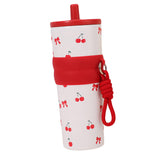 Maxbell Insulated Bottle Thermal Cup Cute Drinking Bottle for Travel Office Sports White and Red