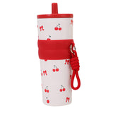 Maxbell Insulated Bottle Thermal Cup Cute Drinking Bottle for Travel Office Sports White and Red