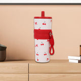 Maxbell Insulated Bottle Thermal Cup Cute Drinking Bottle for Travel Office Sports White and Red