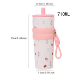 Maxbell Insulated Bottle Thermal Cup Cute Drinking Bottle for Travel Office Sports White and Pink
