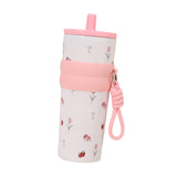 Maxbell Insulated Bottle Thermal Cup Cute Drinking Bottle for Travel Office Sports White and Pink