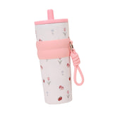 Maxbell Insulated Bottle Thermal Cup Cute Drinking Bottle for Travel Office Sports White and Pink