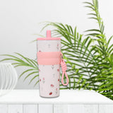 Maxbell Insulated Bottle Thermal Cup Cute Drinking Bottle for Travel Office Sports White and Pink