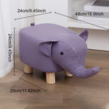 Maxbell Animal Footstool Solid Wood Support Elephant Shaped Cute Upholstered Ottoman