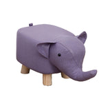 Maxbell Animal Footstool Solid Wood Support Elephant Shaped Cute Upholstered Ottoman