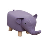 Maxbell Animal Footstool Solid Wood Support Elephant Shaped Cute Upholstered Ottoman