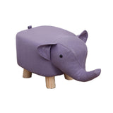 Maxbell Animal Footstool Solid Wood Support Elephant Shaped Cute Upholstered Ottoman