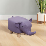 Maxbell Animal Footstool Solid Wood Support Elephant Shaped Cute Upholstered Ottoman