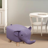 Maxbell Animal Footstool Solid Wood Support Elephant Shaped Cute Upholstered Ottoman