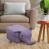 Maxbell Animal Footstool Solid Wood Support Elephant Shaped Cute Upholstered Ottoman