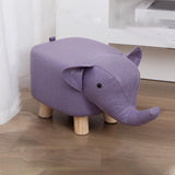Maxbell Animal Footstool Solid Wood Support Elephant Shaped Cute Upholstered Ottoman
