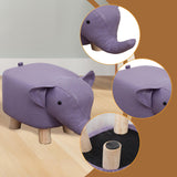 Maxbell Animal Footstool Solid Wood Support Elephant Shaped Cute Upholstered Ottoman