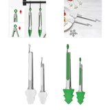 Maxbell 2 Pieces Locking Kitchen Tongs Barbecue Tongs for Home Indoor Outdoor Bakery Green Christmas Tre